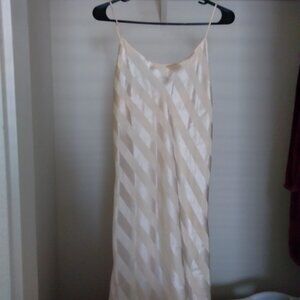 Vintage Victoria's Secret Gold Label Cream Satin Stripe Maxi Slip Dress Size M